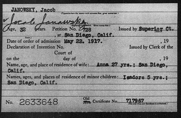 Janowsky, Jacob - 1917