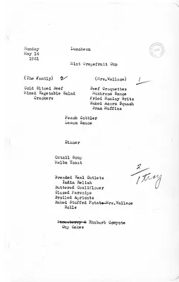 White House Luncheon and Dinner Menu