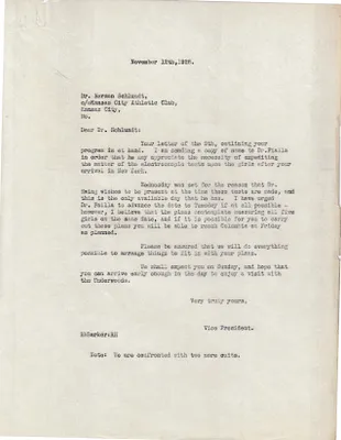 Letters Sent to Dr. Herman Schlundt, November 12, 1928