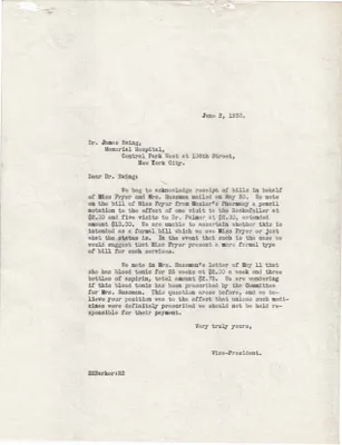 Letters Sent to James Ewing, June 2, 1933