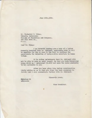 Letters Sent to Dr. Frederick B. Flinn, June 19, 1928