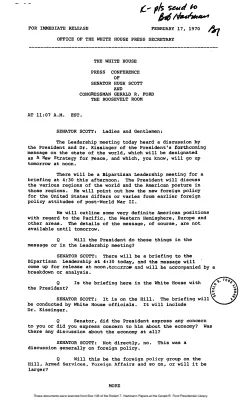 White House - Congressional Leadership Meeting, 2/17/70