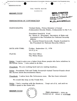 September 13, 1974 - Ford, Kissinger, Israeli Prime Minister Yitzhak Rabin