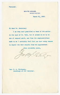 Letter from George B. Cortelyou to E. A. Hitchcock