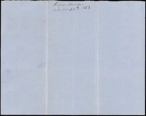 Rufus Mansur to Samuel Warner, 21 November 1853