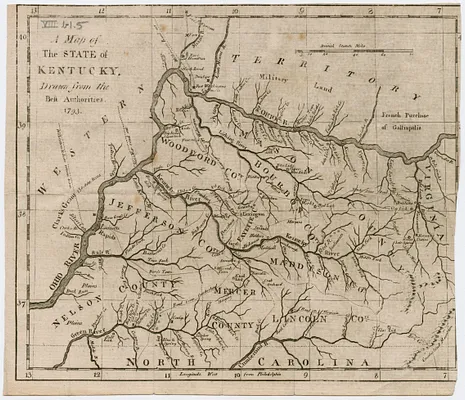 A map of the state of Kentucky