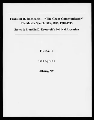 Albany, New York (Speech File 10) of April 11, 1911