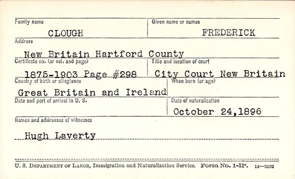 Hartford County, New Britain City Court, 1875-1906, Clough-Heim