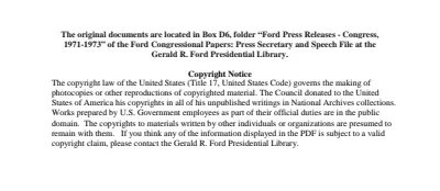 Ford Press Releases - Congress, 1971-1973