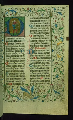 Leaf from Breviary: Psalm 52, Initial D with the Fool