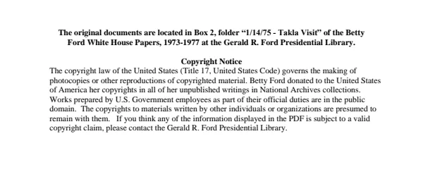 1/14/75 - Takla Visit
