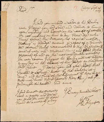 Letter from Henry Flynt, to Thomas Prince, 1723 September 25