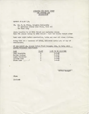 Memorandum to Anna Benedette, Marion Lindsay, Laura Saladonis, Lillian Reis, Diana Ladr, December 31, 1948