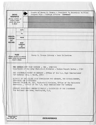 Truman Library Cross Reference Note