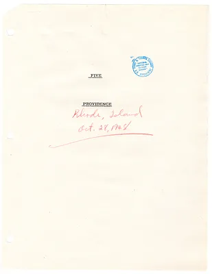 Reading Copy, Speech of President Harry S. Truman, Providence, Rhode Island