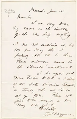 Letter from Thomas Wentworth Higginson, Worcester, [Mass.], to William Lloyd Garrison, June 23, [1859]
