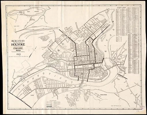 The Price & Lee Co's new map of the city of Holyoke and part of the city of Chicopee, Mass