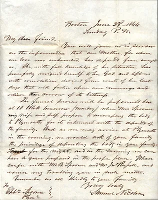 Samuel Nicolson to Ephraim Spooner (1804-1887) June 23 1844