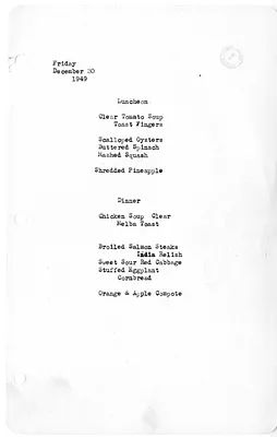 White House Luncheon and Dinner Menu