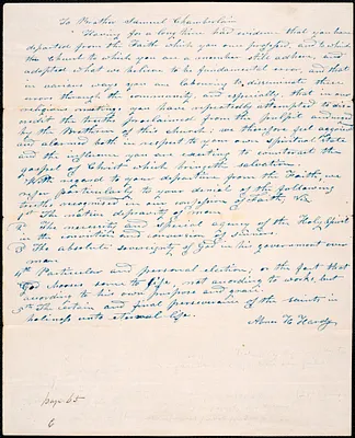 Charges Brought Against Samuel Chamberlain, n.d. [Excommunicated, 8/23/1842]