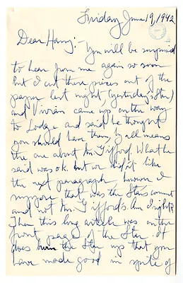 Letter from Mary Jane Truman to Harry S. Truman