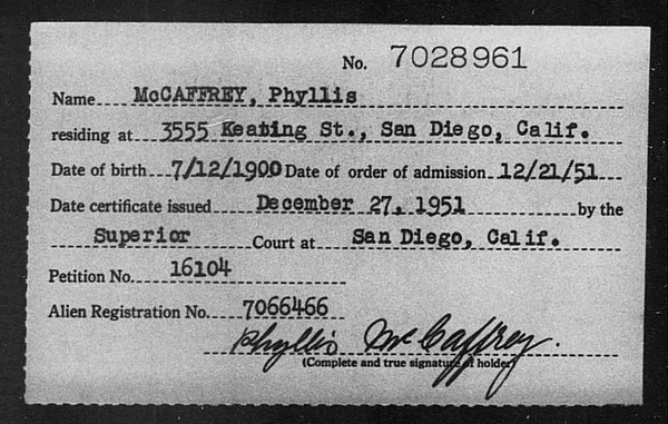 McCaffrey, Phyllis - 1951