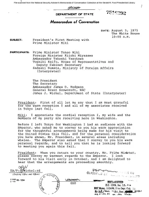 August 5, 1975 - Ford, Japanese Prime Minister Takeo Miki