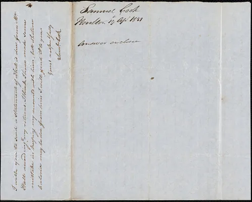 Samuel Cook to George Coffin, 19 April 1851