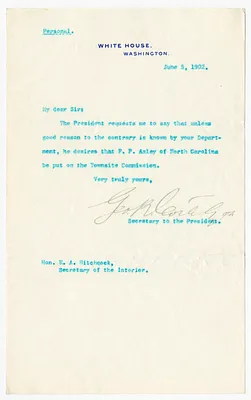Letter from George B. Cortelyou to E. A. Hitchcock