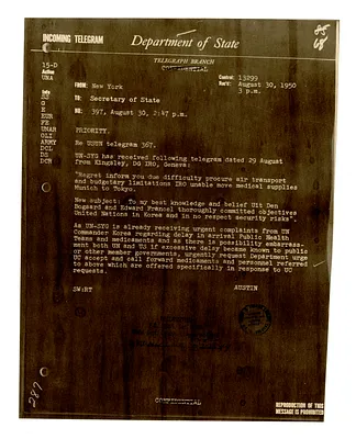 Telegram from Ambassador Warren Austin to Secretary of State Dean Acheson