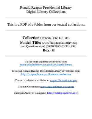 [JGR/Presidential Interviews and Questionnaires] (09/30/1983-03/31/1984)