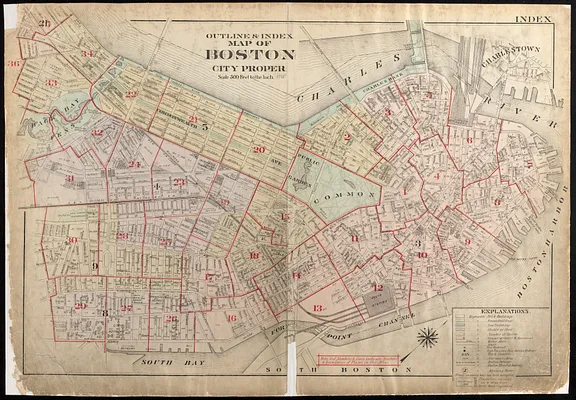 Outline & index map of Boston city proper