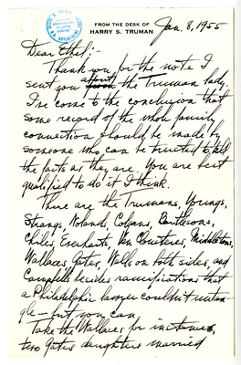 Letter from Harry S. Truman to Mary Ethel Noland