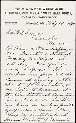 Letter from Newman Weeks, Rutland, [Vermont], to William Lloyd Garrison, 1870 Feb[ruar]y 10