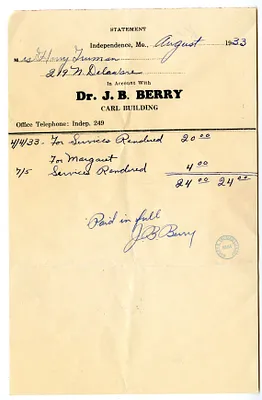 Bill from Dr. J. B. Berry