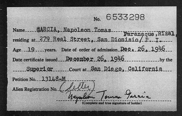 Garcia, Napoleon Tomas - 1946