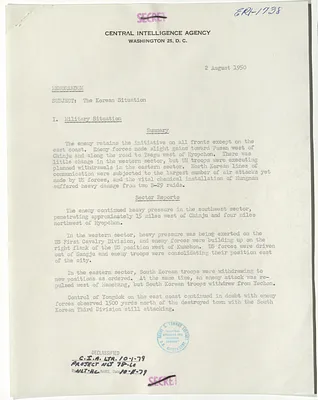 Memorandum from R. H. Hillenkoetter, Korean Situation