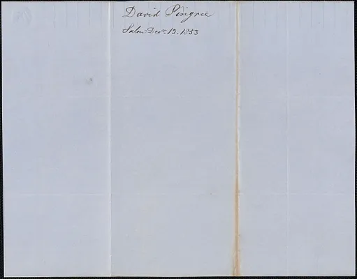 David Pingree to Samuel Warner, 13 December 1853
