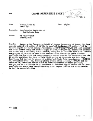 Cross Reference Memorandum