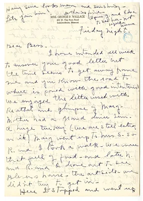 Letter from May Wallace to Bess W. Truman