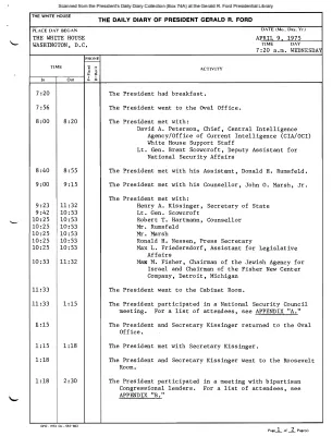 President Gerald R. Ford's Daily Diary, April 09, 1975