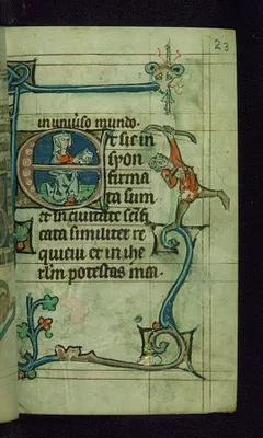 Leaf from Book of Hours: Terce from Hours of the Virgin, Initial E with Seated Woman Holding Book
