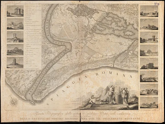 Pianta topografica della antica, e moderna Ostia, colle adjacenze