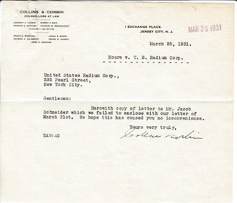 Letters Received, March 25, 1931