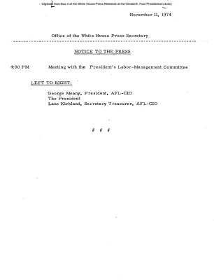 Meeting with President's Labor-Management Committee [Notice to Press]