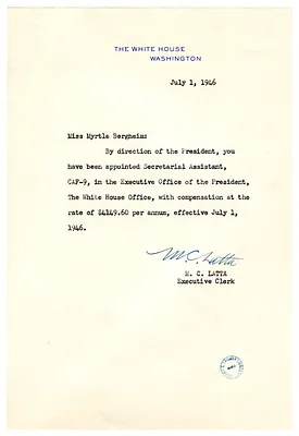 Letter of Appointment for Myrtle Bergheim