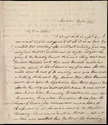 Letter from Lucia Weston, Boston, [Mass.], to Debora Weston, March 3rd, 1836