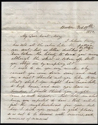Susan Spooner to Mary Spooner Feb. 19 1850
