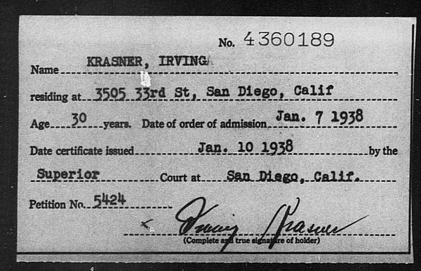 Krasner, Irving - 1938