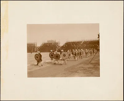 Plymouth Tercentenary Pageant, Norsemen filing onto pageant field